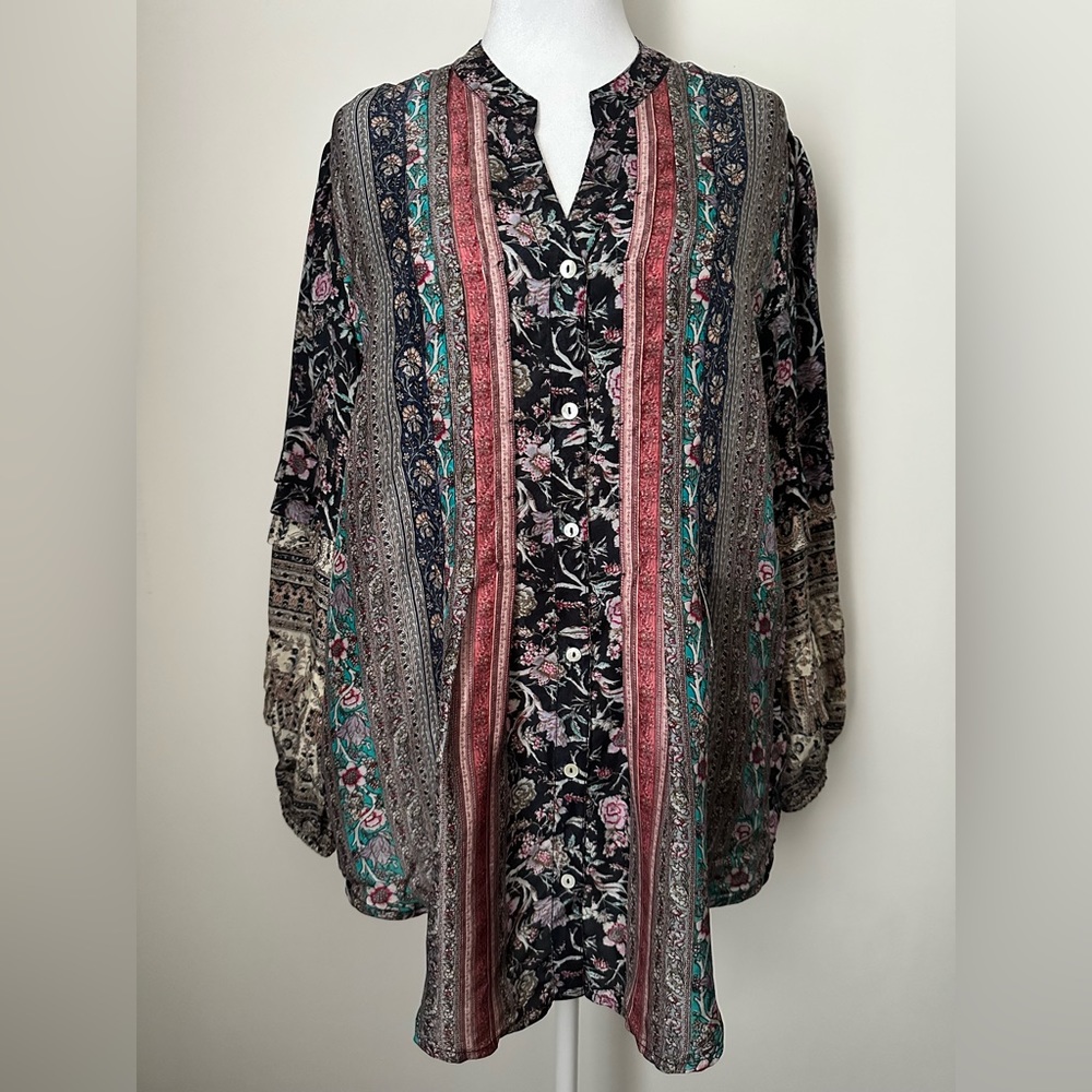 SOFT SURROUNDINGS Milarepa 100% Silk Blouse Women’s Size Large - Picture 3 of 10